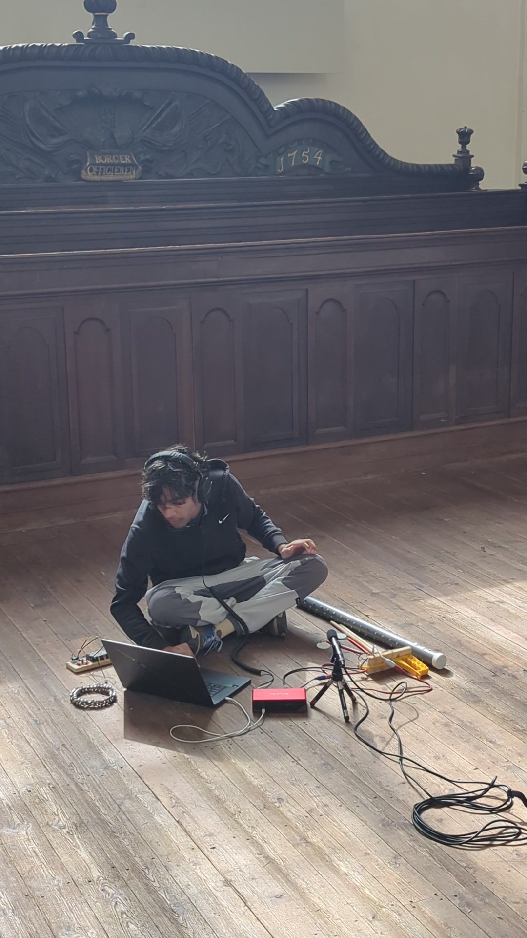 Sound experiments in the A-kerk. A large stone church is acoustically hostile to the kind of attention this practice asks for.